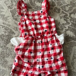 Red White and Blue Checkered Kids Romper
